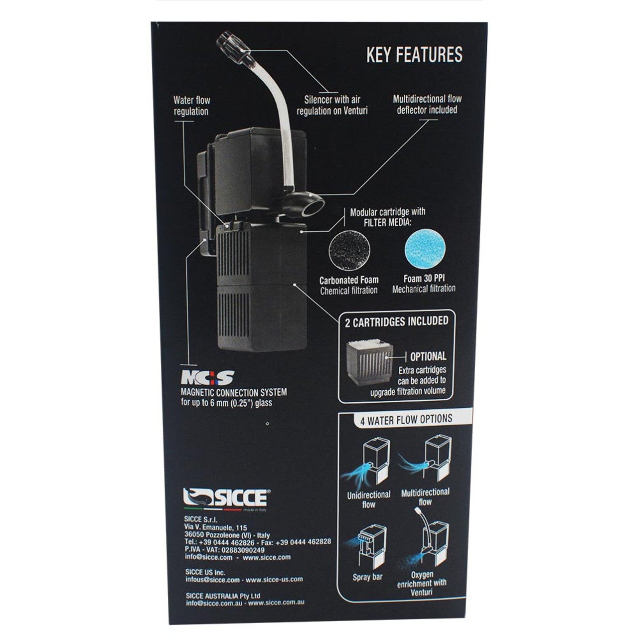Sicce SHARK PRO NANO 250 Internal Aquarium Filter (65 gph) | PET-TOPIA