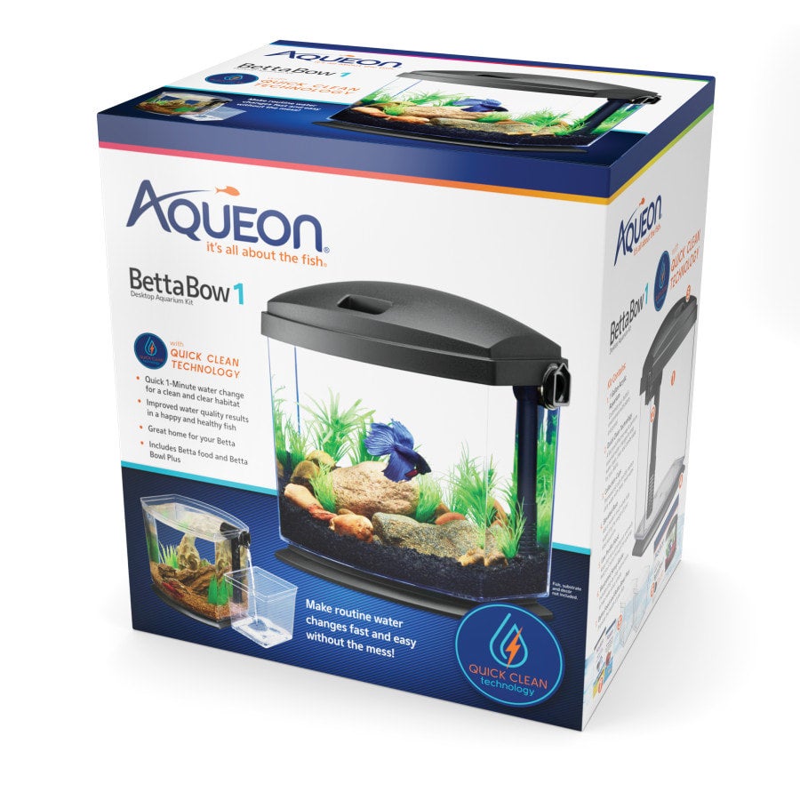 black box clean fish tank 2.5 Gallon Aquarium Lid and acids/alkali Aqueon BettaBow Black with Quick