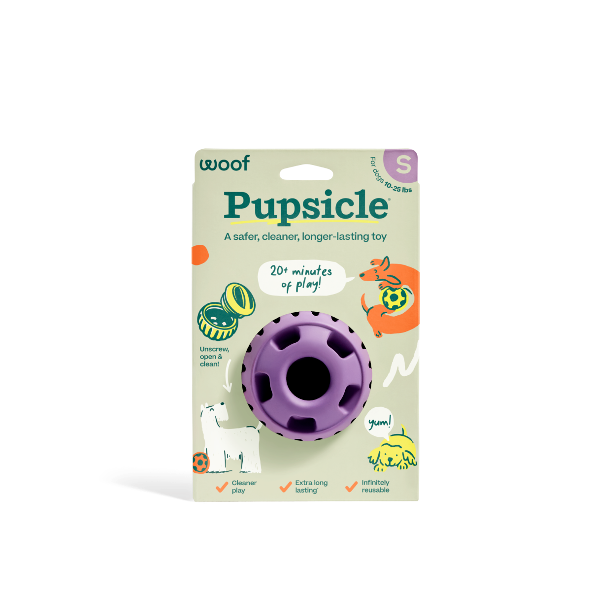 Woof Pupsicle Long Lasting Refillable Dog Treat Dispenser Toy