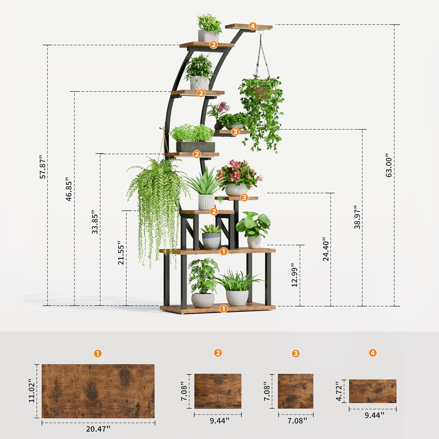 Indoor Plant Stand 9 Tier with Grow Lights | PET-TOPIA