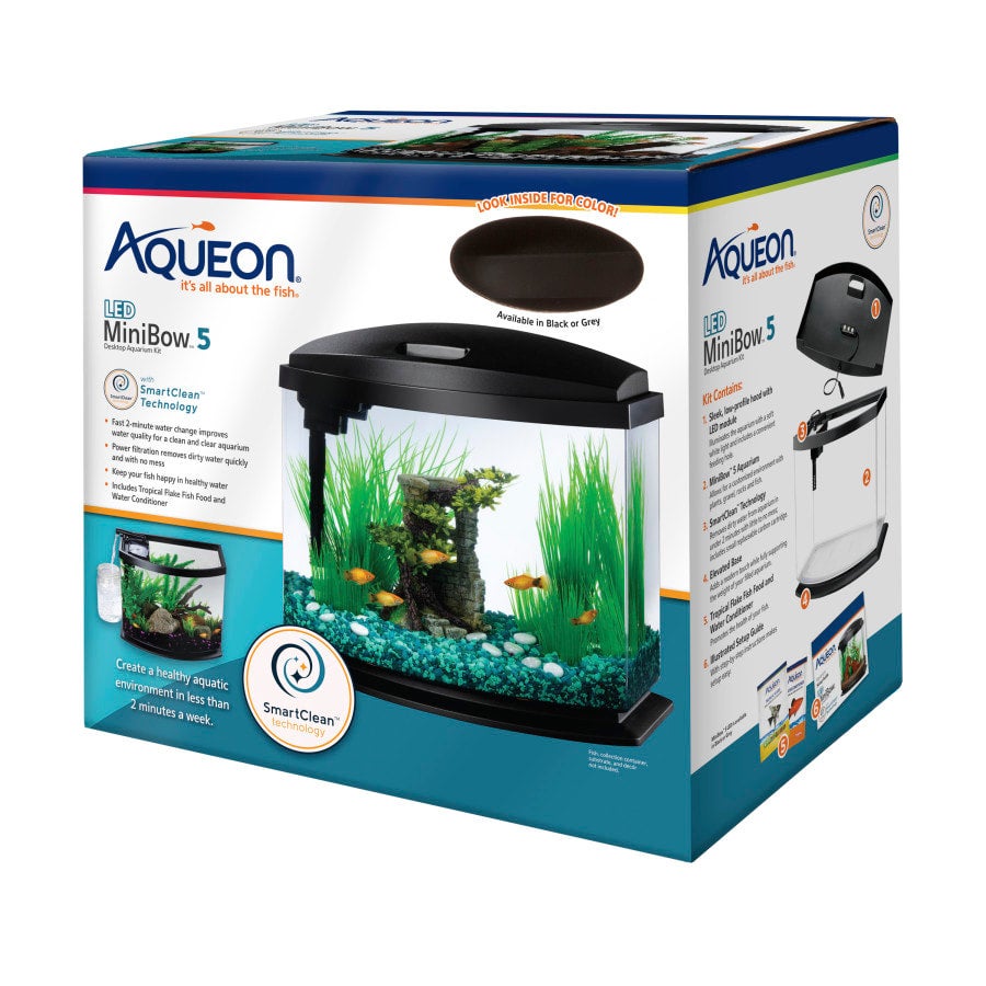 Aqueon 5 Gallon Black LED MiniBow™ Kit with SmartClean™ Technology