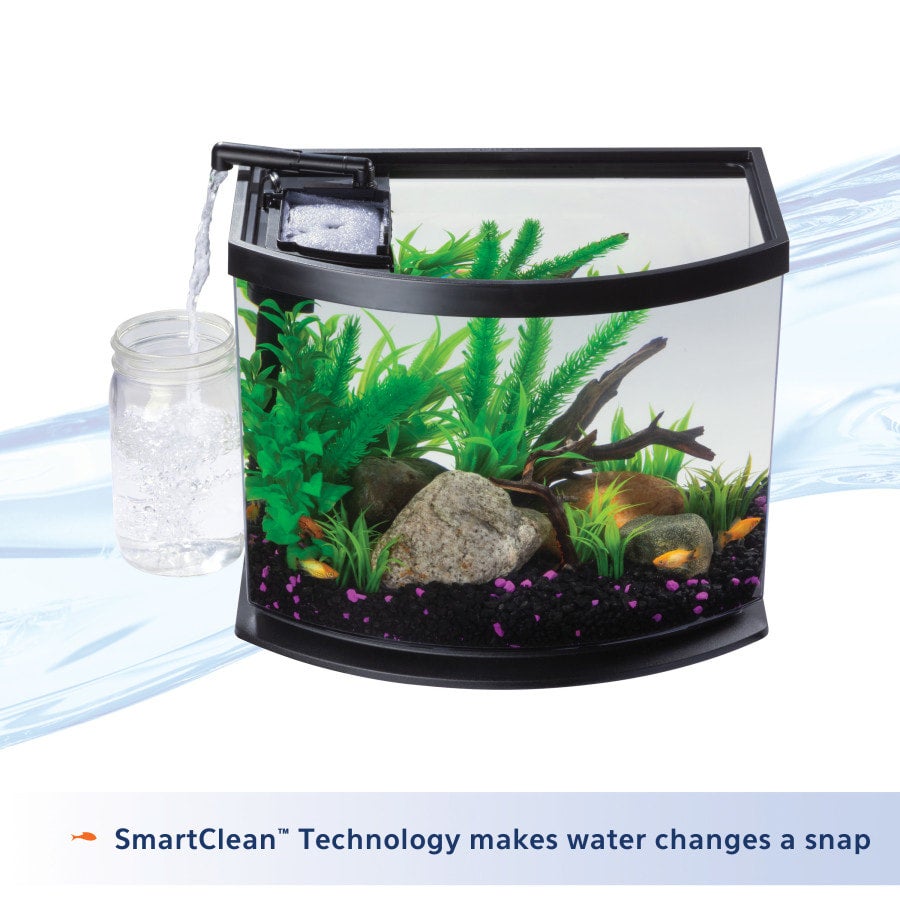 Aqueon 5 Gallon Black LED MiniBow Kit with SmartClean Technology PET TOPIA