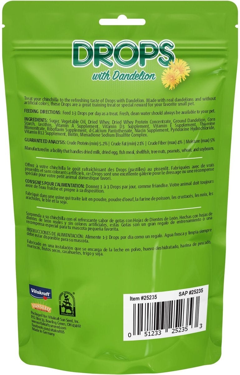 Vitakraft Drops with Dandelion Flavor Chinchilla Treats 5.3 oz