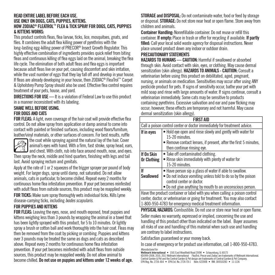 Zodiac flea treatment for cats on sale