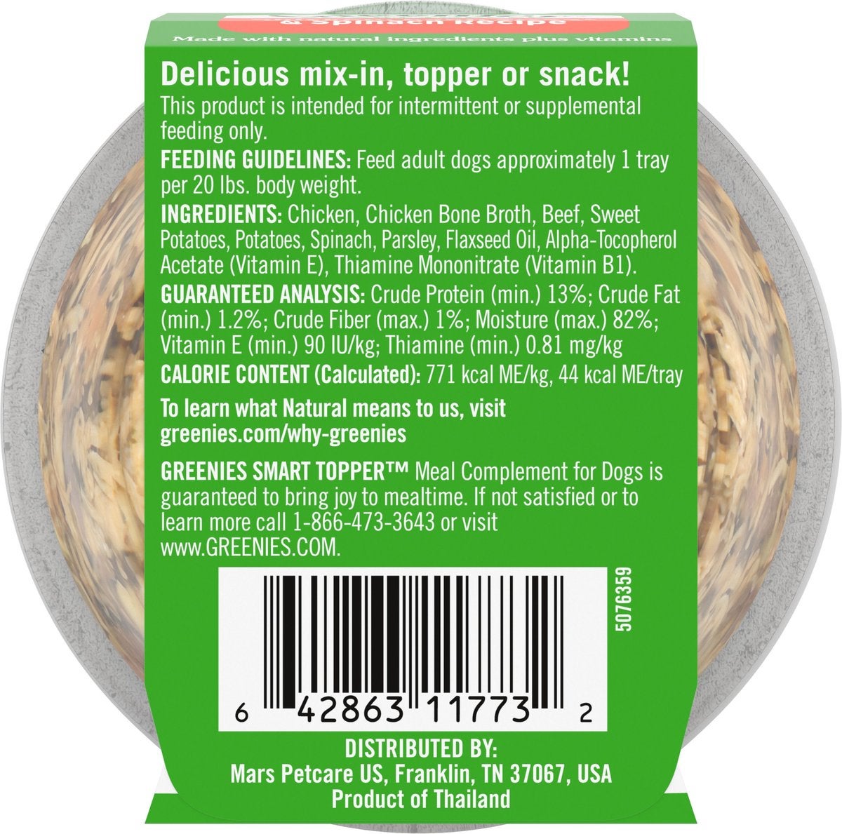 Greenies Smart Topper Chicken Beef Sweet Potato Spinach Grain Free Meal Compliment for Dogs PET TOPIA