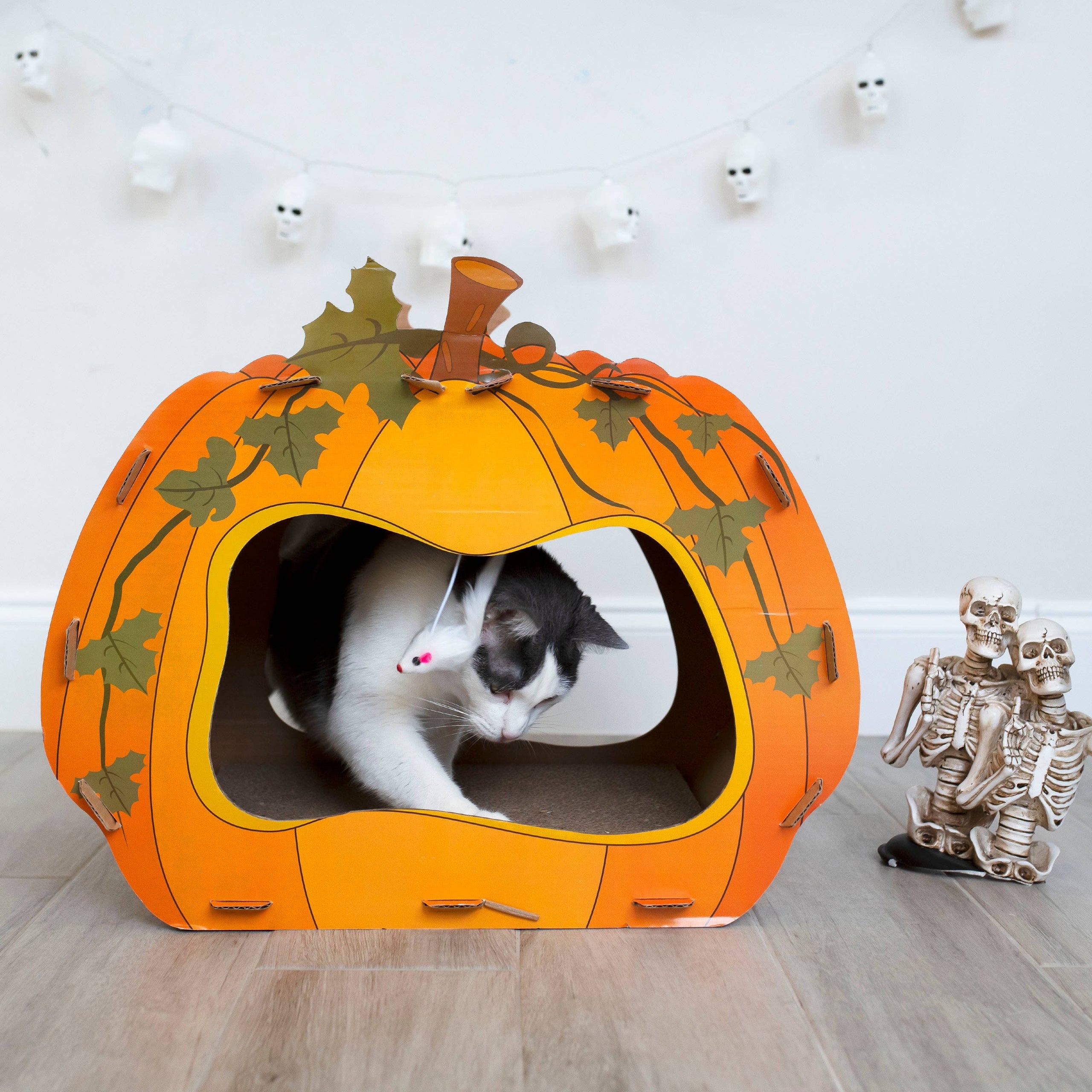 Halloween Pumpkin Cat Scratcher House with Catnip PET TOPIA