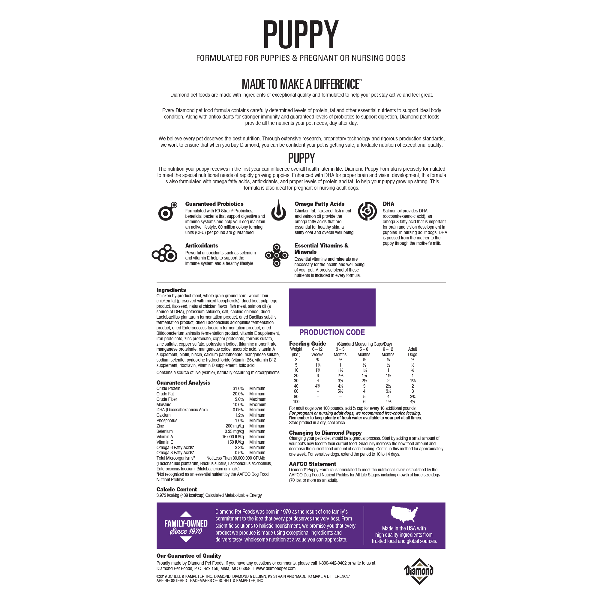 Diamond Puppy Formula Dry Dog Food PET TOPIA