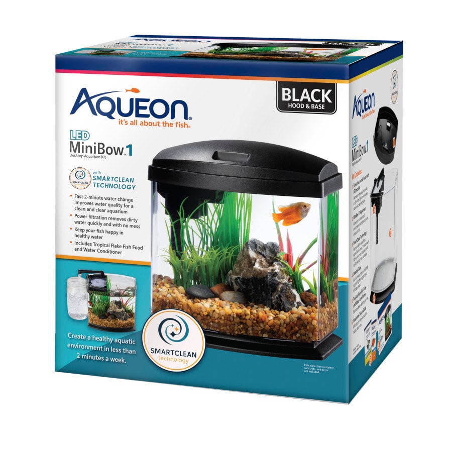 Aqueon LED 1 Gallon MiniBow™ Kit with SmartClean™ Technology Black